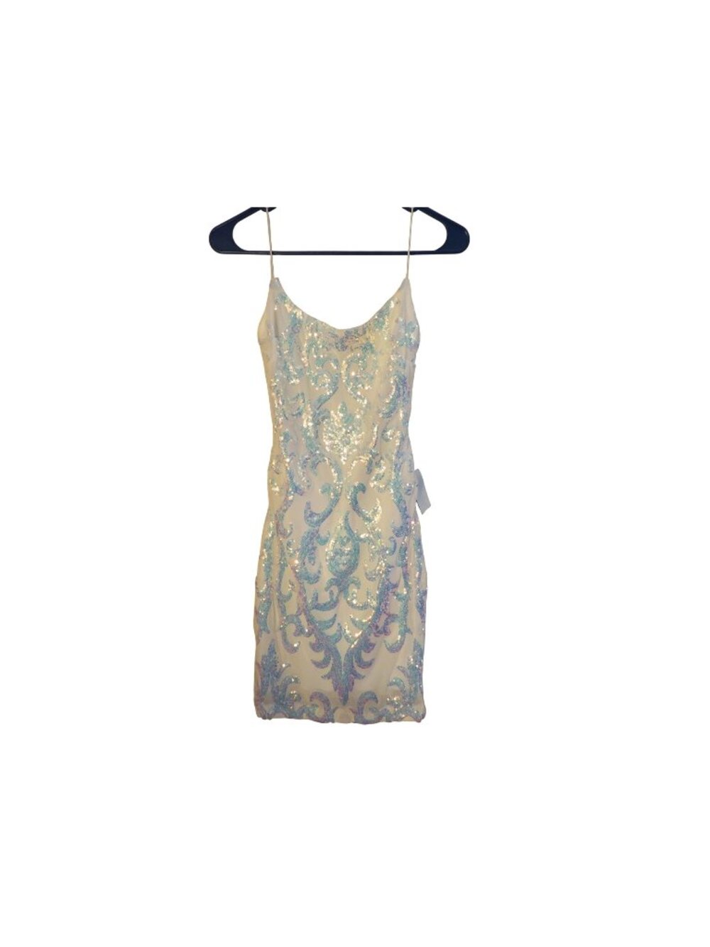 Sequin-Embellished White Mini Dress By B. Darlin